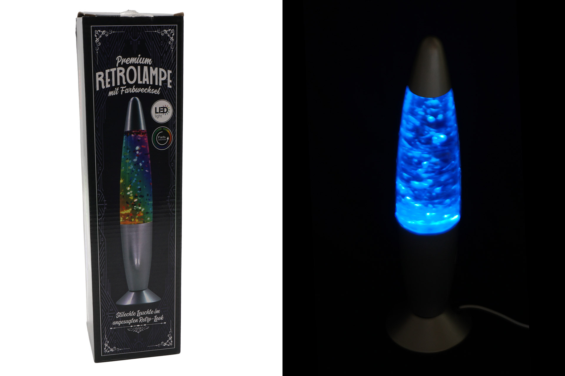 Lavalampe 30x8cm Glitter, farbwechsel