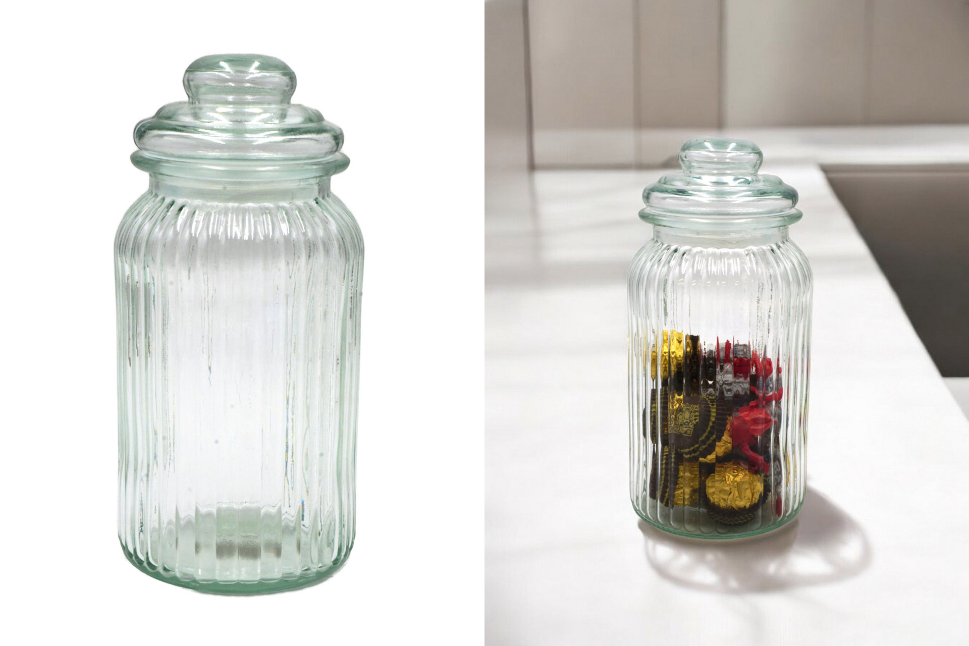 Bonbonglas geriffelt, 15cm x Ø 11cm, 500ml