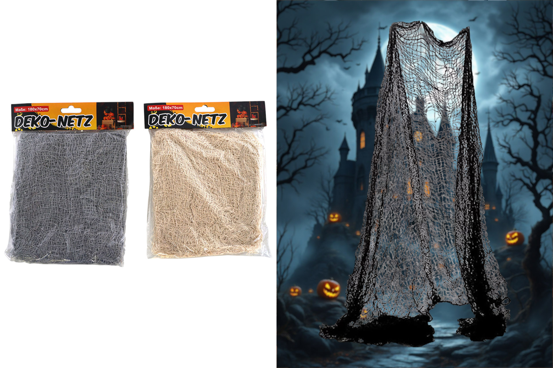 Halloween Dekoration "Deko-Netz", 180x70cm, 2 Farben