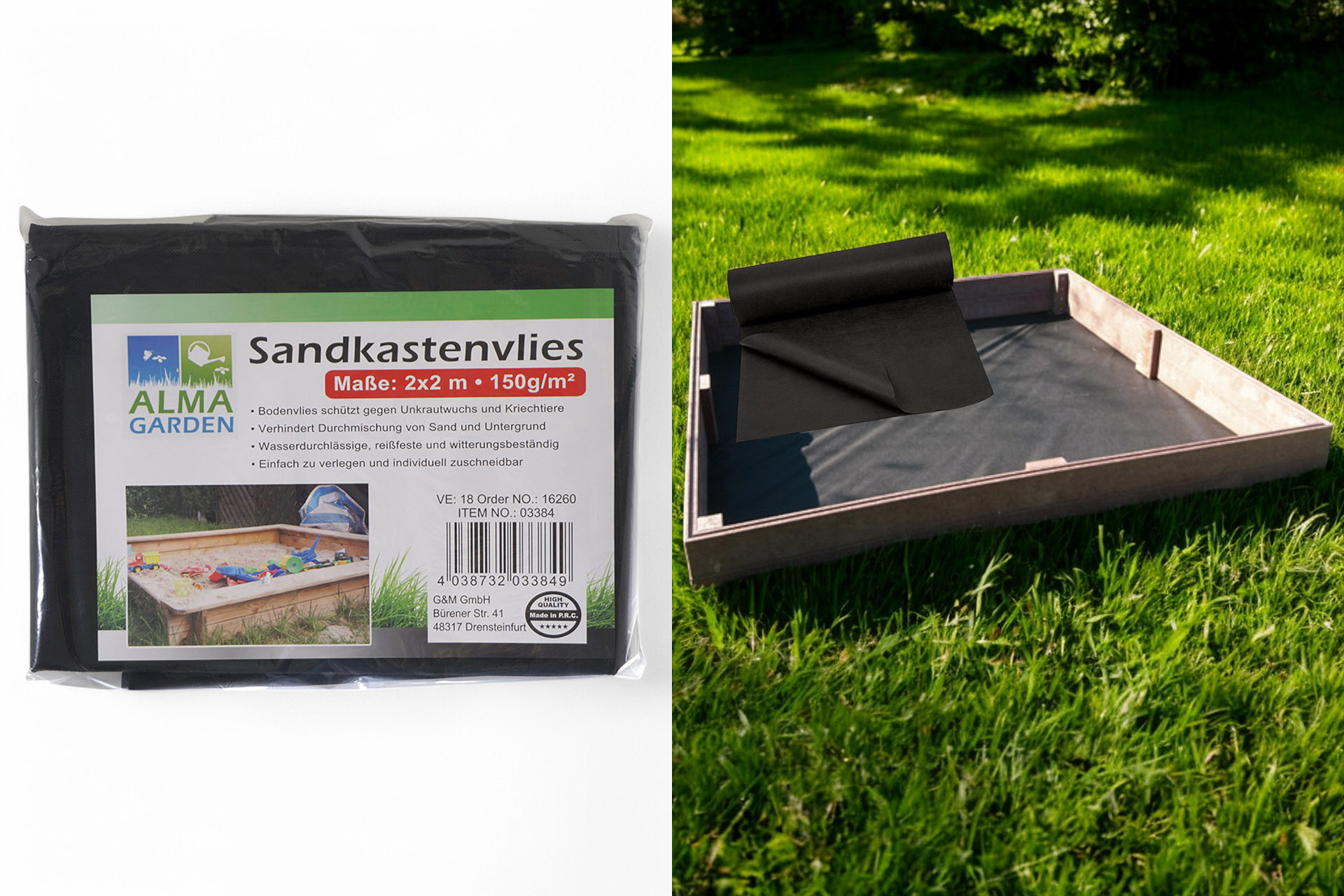 Sandkastenvlies, 2x2m, 150g/m²