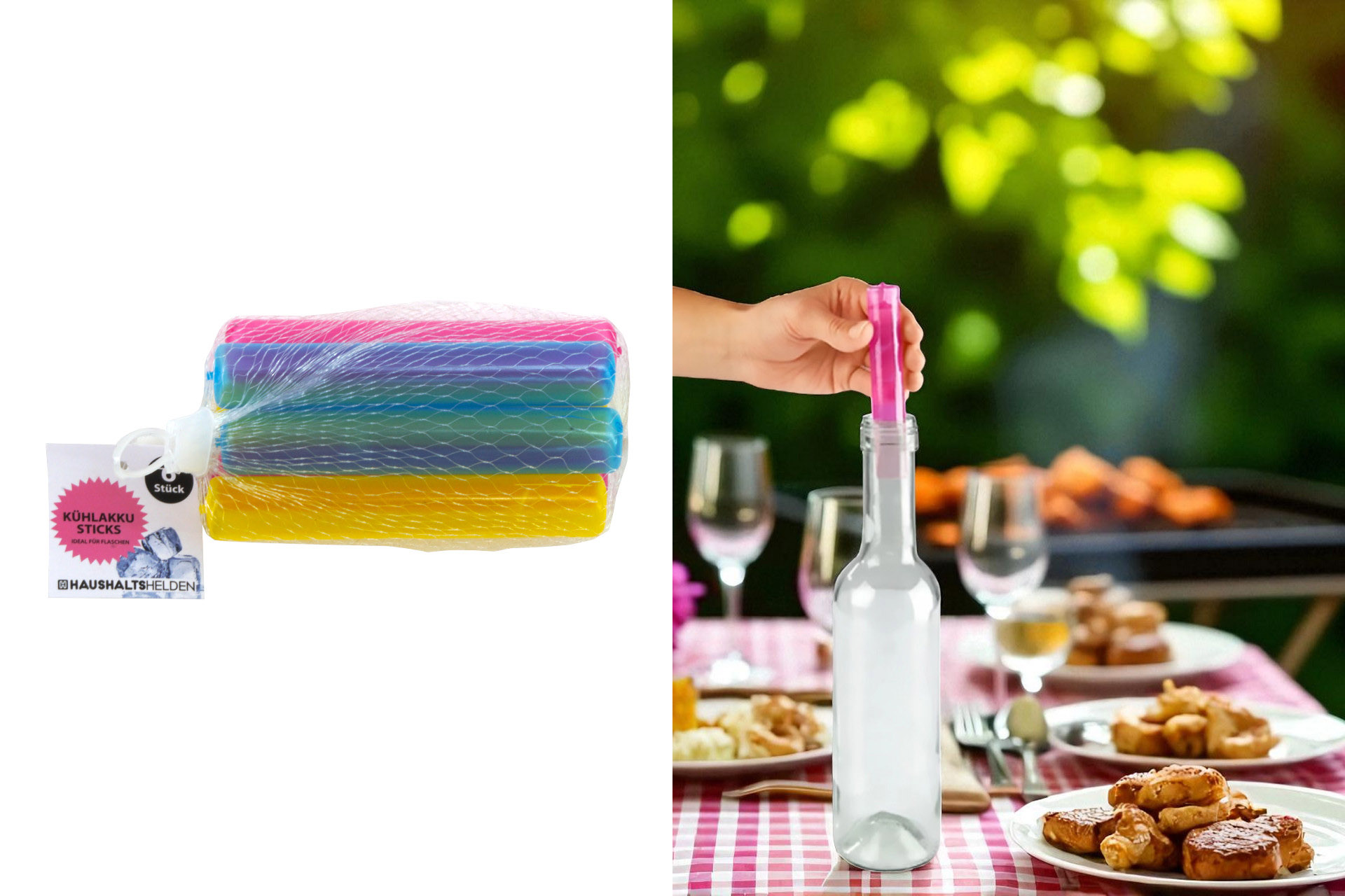 Kühlakku Stäbe Silikon bunt, 6er, 12x2x2cm, je 30g, 3 Farben