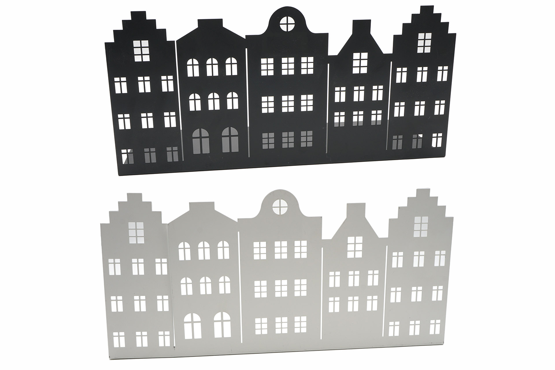 Weihnachtsdeko Metall Teelichthalter "Häuserzeile", 38x18x15cm, 2 Farben