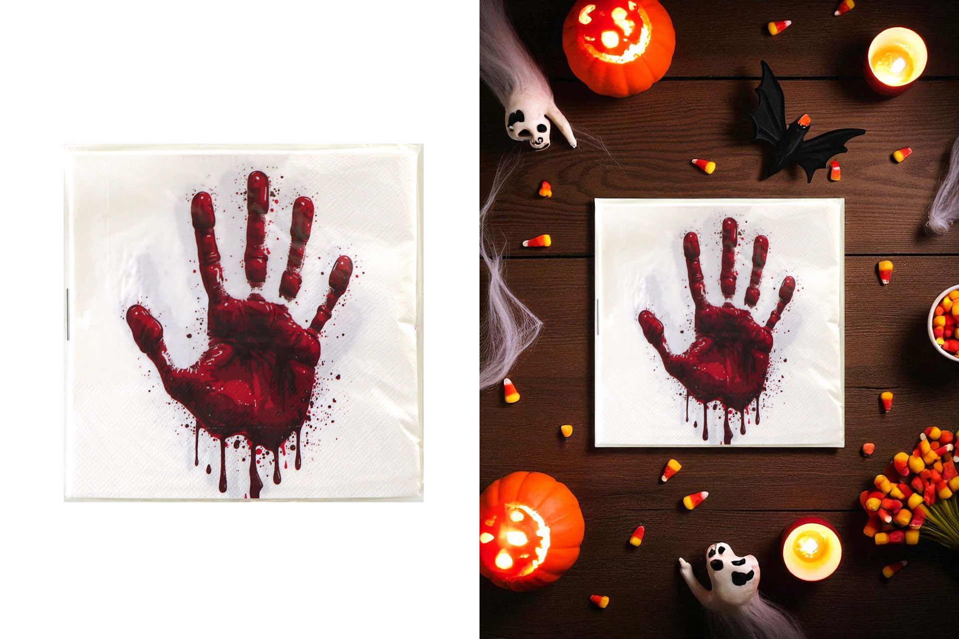 Servietten Halloween 33x33cm, ¼ Falz, 3-lagig, 20er Pack