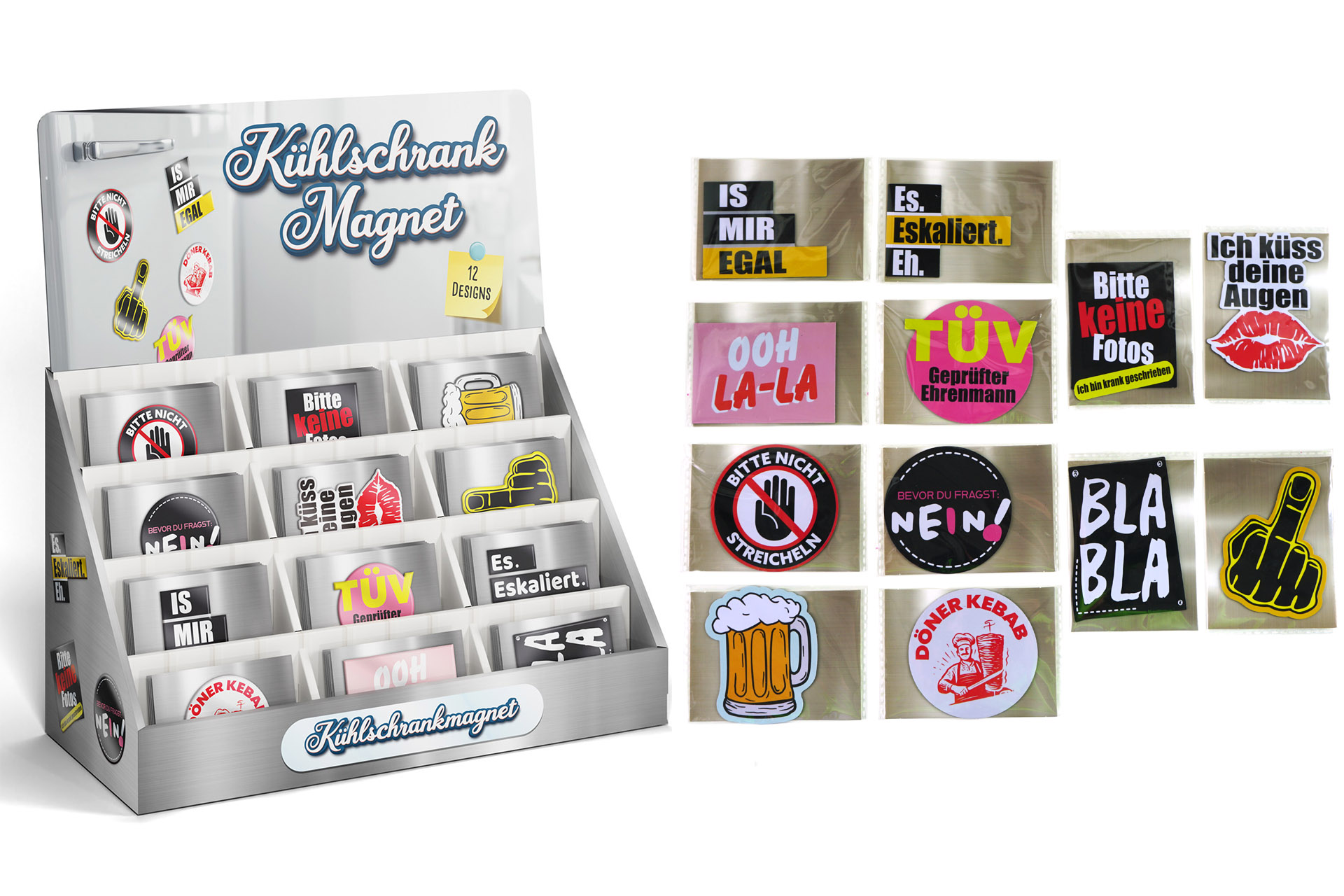 Kühlschrankmagnet "Shapes", 8x7cm, 12 Designs, im Display