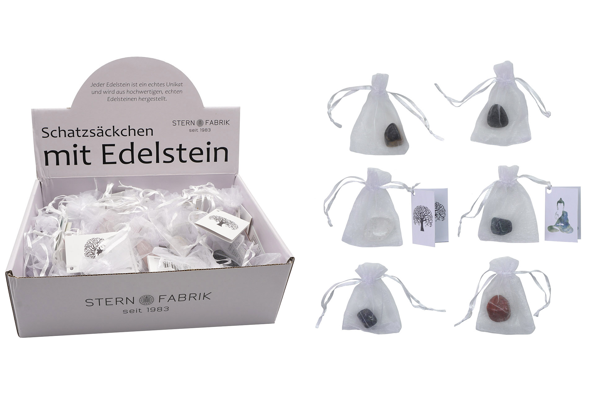 Edelstein im Geschenksäckchen "Heilstein" 10 Designs